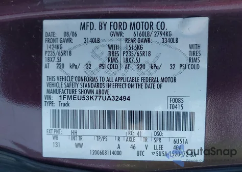 2007 Ford Explorer Sport Trac Limited z USA, uszkodzony, nr VIN 1FMEU53K77UA32494